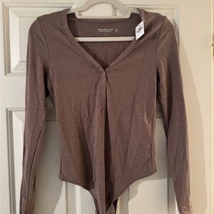Abercrombie & Fitch Brown Long Sleeve Bodysuit